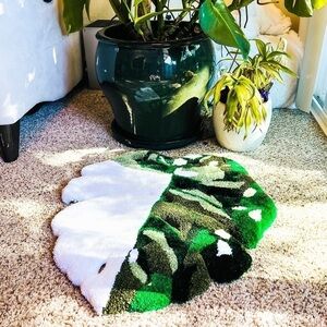 Handmade Custom Thai Constellation Variegated Monstera Tufted Rug